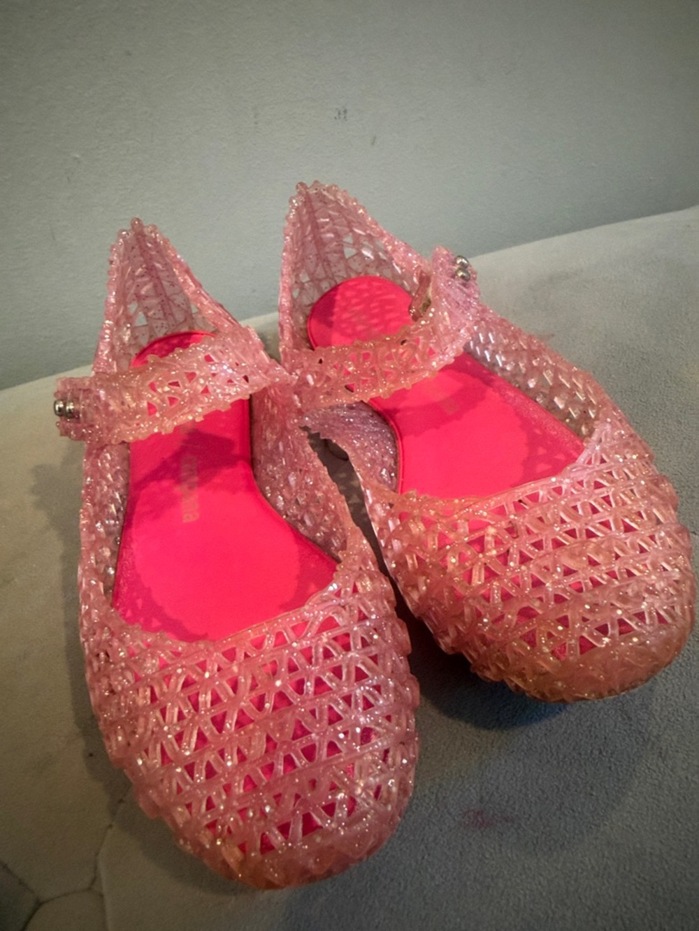 Mini Melissa Girls Pink Jelly Mary Jane Shoes - Picture 10 of 10
